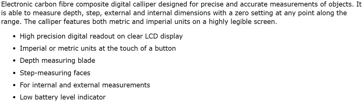 קליבר דיגיטלי מפלסטיק DURATOOL D03195 TEXT